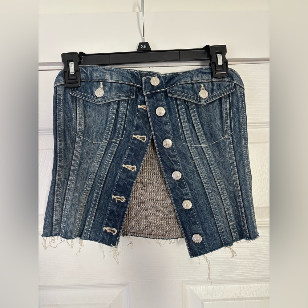 ZARA Denim Button-Up Corset Top
